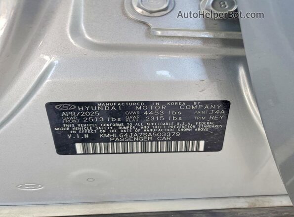 KMHL64JA7SA503379 2025 HYUNDAI SONATA Silver 