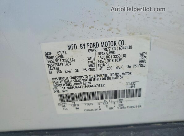 1FM5K8AR1HGA37522 2017 FORD EXPLORER Two Tone 