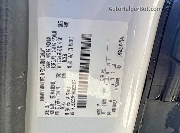 1FDZX2CM1HKB28059 2017 FORD TRANSIT White Սալոնի հետևի տեսք