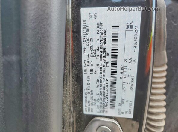 1FMCU0F63LUB41120 2020 FORD ESCAPE Black 