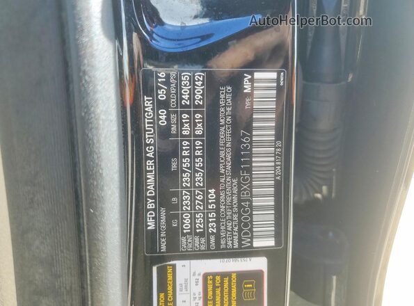 WDC0G4JBXGF111367 2016 MERCEDES-BENZ GLC-CLASS Черный Панорамный вид салона 360°