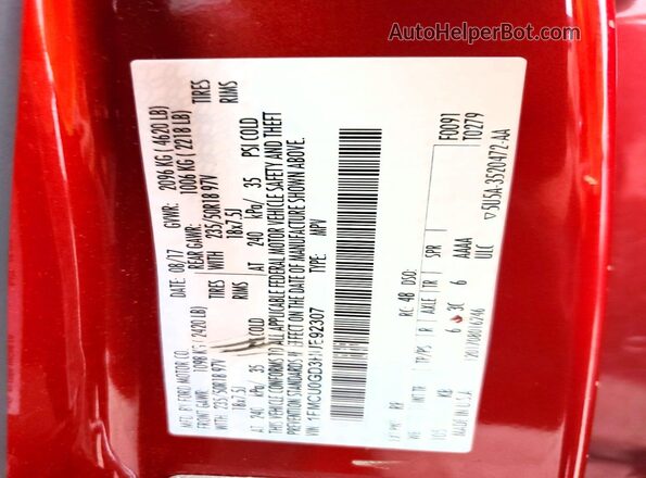 1FMCU0GD3HUE92307 2017 FORD ESCAPE Red 