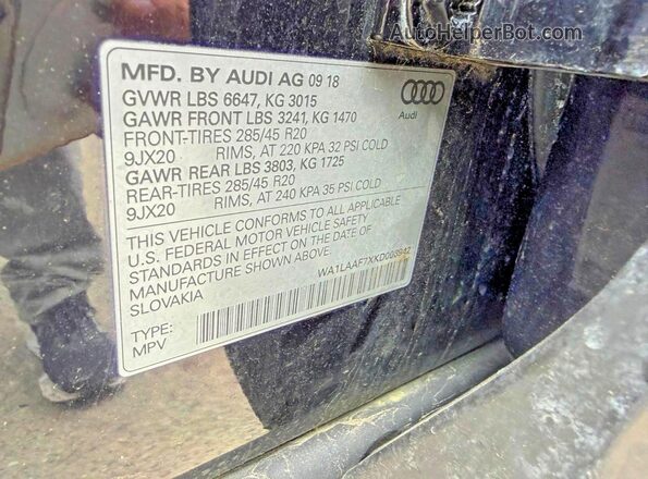 WA1LAAF7XKD008942 2019 AUDI Q7 Black Սալոնի հետևի տեսք