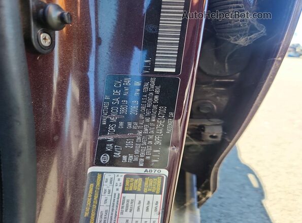3KPFL4A75HE147003 2017 KIA FORTE Maroon VIN sticker view