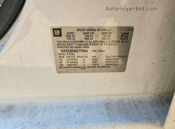 1GTV2LEC4GZ178844 2016 GMC SIERRA White 