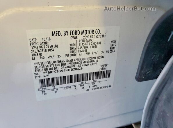2FMPK3G94KBB20329 2019 FORD EDGE White 