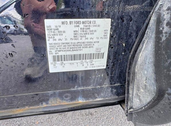 2FMPK4G9XLBA02101 2020 FORD EDGE Black 