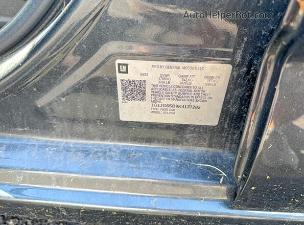 1G1JG6SB9K4137282 2019 CHEVROLET SONIC Charcoal 
