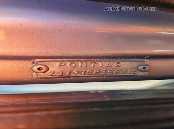 237375P356415 1965 PONTIAC GTO Silver VIN կոդի պիտակի տեսք