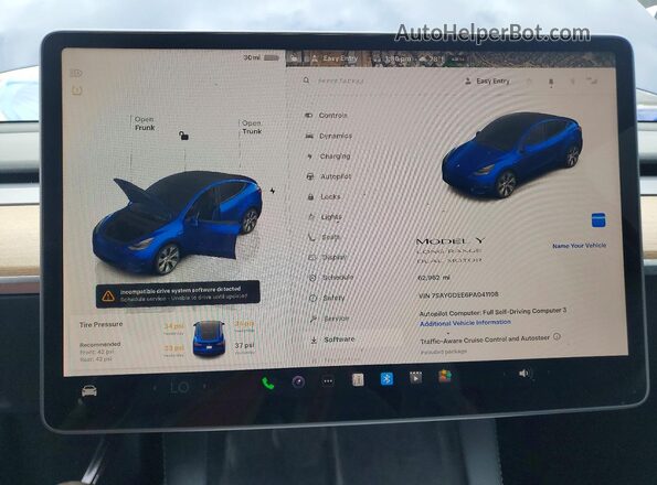 7SAYGDEE6PA041108 2023 TESLA MODEL Blue Вид задніх сидінь