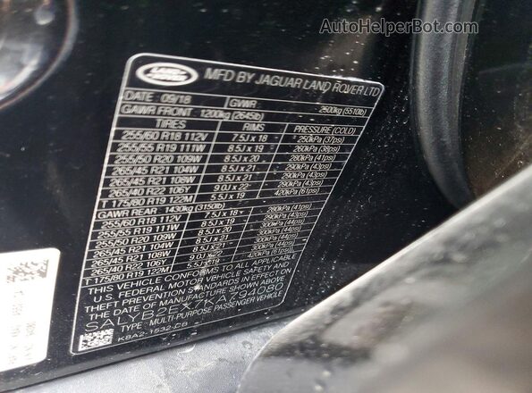 SALYB2EX7KA794080 2019 LAND ROVER RANGE Черный Панорамный вид салона 360°