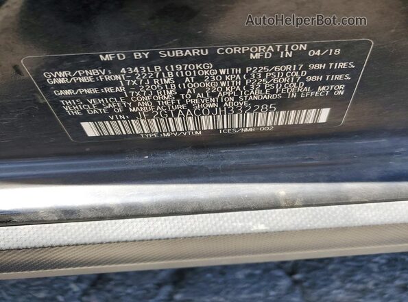 JF2GTAAC0JH332285 2018 SUBARU CROSSTREK Black 