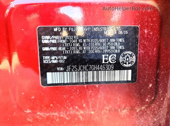 JF2SJCHC7GH446309 2016 SUBARU FORESTER Red Սալոնի 360 աստիճան տեսք
