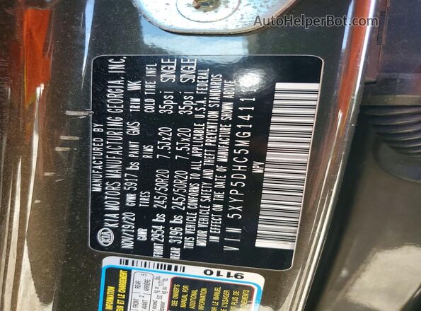 5XYP5DHC5MG141118 2021 KIA TELLURIDE Коричневый Панорамный вид салона 360°