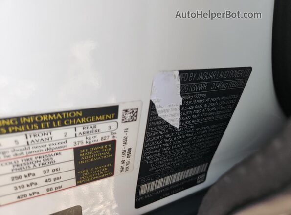SALGS2RU2LA405830 2020 LAND ROVER RANGE White 
