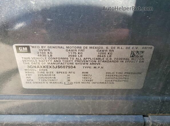 3GNAXKEX3JS607934 2018 CHEVROLET EQUINOX Black 