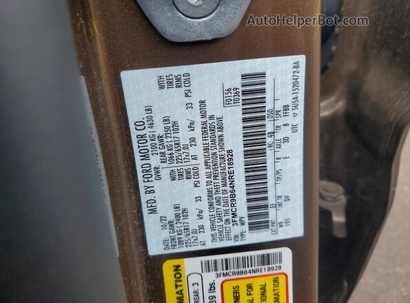 3FMCR9B64NRE18928 2022 FORD BRONCO Brown სალონის 360-გრადუსიანი ხედი