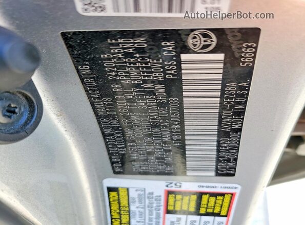 4T1B11HK4JU577038 2018 TOYOTA CAMRY Серебряный 