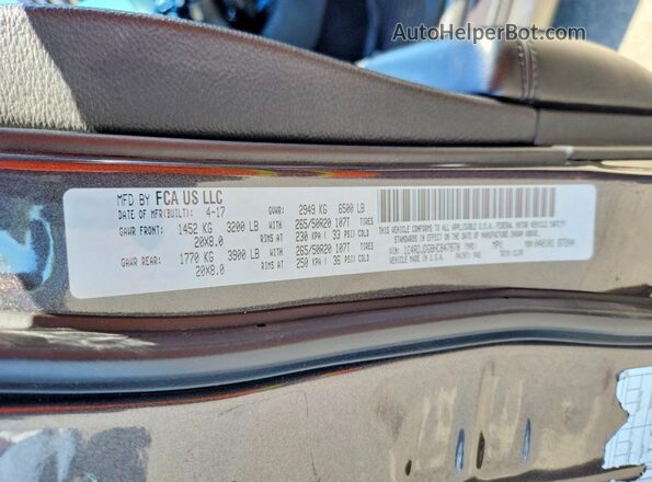 1C4RDJDG8HC847870 2017 DODGE DURANGO Gray Панорамний вид салону 360°