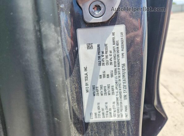 5YJ3E1EA7PF618756 2023 TESLA MODEL Gray 