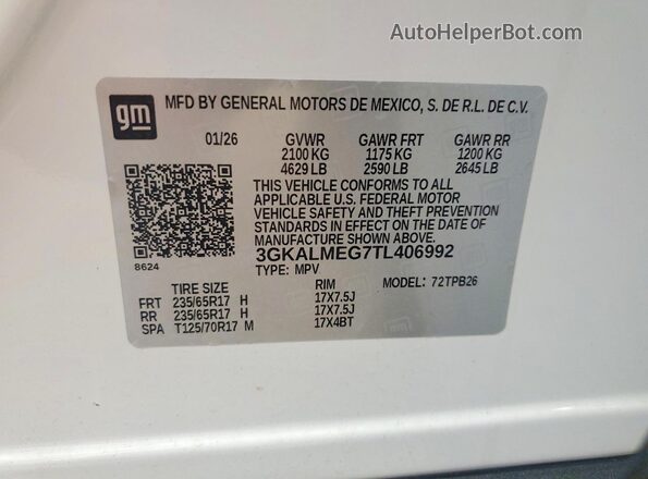 3GKALMEG7TL406992 2026 GMC TERRAIN Белый Панорамный вид салона 360°