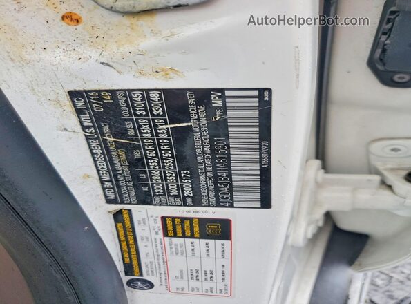 4JGDA5JB4HA815301 2017 MERCEDES-BENZ GLE White VIN კოდის სტიკერის ხედი