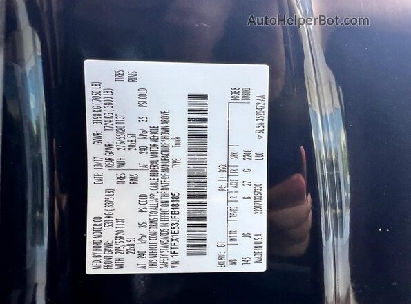 1FTFX1E53JFB18185 2018 FORD F150 Black უკანა სალონის ხედი
