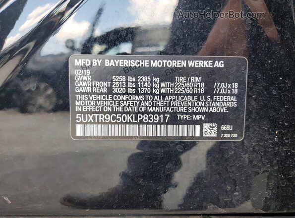 5UXTR9C50KLP83917 2019 BMW X3 Black 