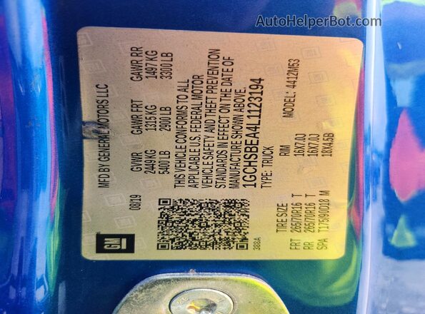 1GCHSBEA4L1123194 2020 CHEVROLET COLORADO Blue VIN sticker view