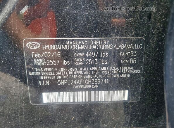 5NPE24AF1GH389741 2016 HYUNDAI SONATA Black VIN կոդի պիտակի տեսք