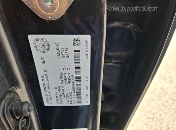 2HKRW2H9XHH136588 2017 HONDA CR-V Серый Вид задней части салона