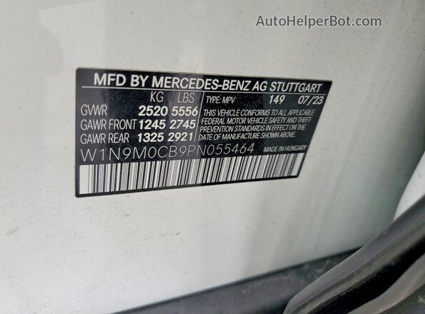 W1N9M0CB9PN055464 2023 MERCEDES-BENZ EQB White Սալոնի 360 աստիճան տեսք