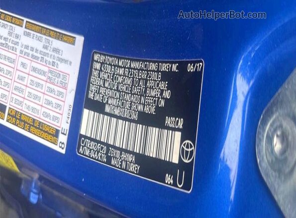 NMTKHMBX8JR023848 2018 TOYOTA C-HR Blue Rear interior view