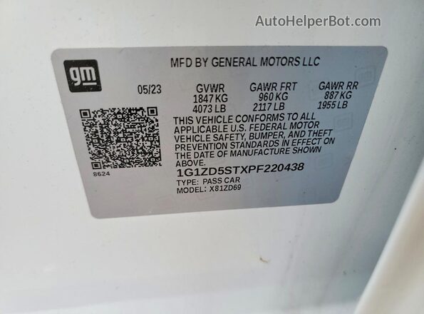 1G1ZD5STXPF220438 2023 CHEVROLET MALIBU White VIN կոդի պիտակի տեսք
