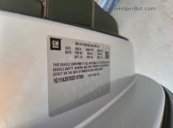 1G1YA2D7XG5107999 2016 CHEVROLET CORVETTE Silver Widok wnętrza 360 stopni