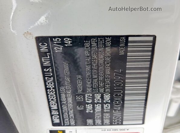 55SWF4KBXGU130974 2016 MERCEDES-BENZ C White 