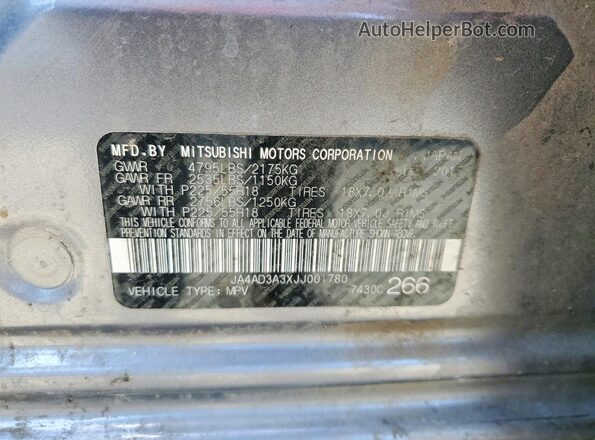 JA4AD3A3XJJ001780 2018 MITSUBISHI OUTLANDER Gray Панорамний вид салону 360°