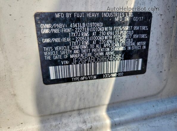 JF2GPABC6HH246864 2017 SUBARU CROSSTREK Белый 