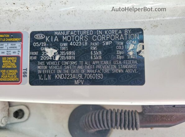 KNDJ23AU9L7060193 2020 KIA SOUL Белый 