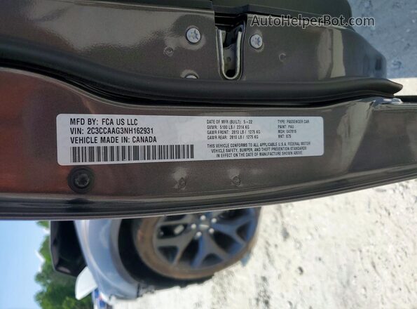 2C3CCAAG3NH162931 2022 CHRYSLER 300 Gray VIN կոդի պիտակի տեսք