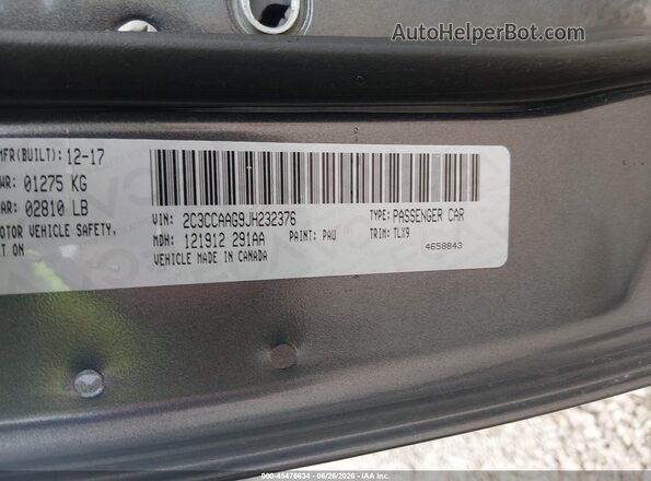2C3CCAAG9JH232376 2018 CHRYSLER 300 Серый Вид подкапотного пространства