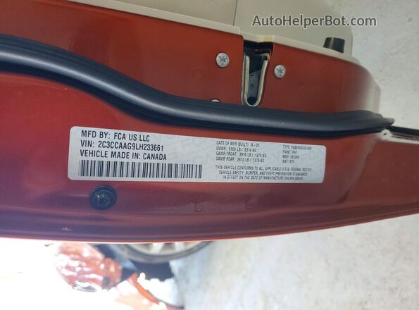 2C3CCAAG9LH233661 2020 CHRYSLER 300 Orange ძრავის განყოფილების ხედი