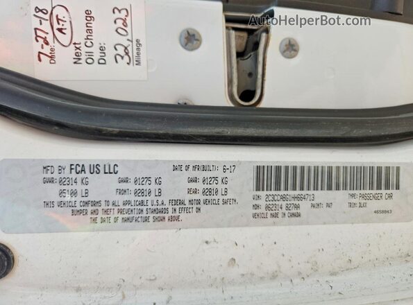 2C3CCABG1HH664713 2017 CHRYSLER 300 White Շարժիչի բաժամունքի տեսք