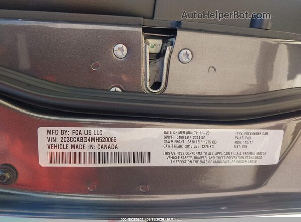 2C3CCABG4MH520065 2021 CHRYSLER 300 Gray ძრავის განყოფილების ხედი