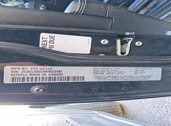 2C3CCABG5MH523492 2021 CHRYSLER 300 Black Vista del compartimento del motor
