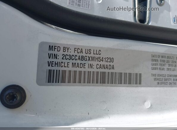 2C3CCABGXMH541230 2021 CHRYSLER 300 Белый Вид подкапотного пространства