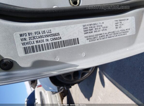 2C3CCABGXNH256626 2022 CHRYSLER 300 Серый Вид подкапотного пространства