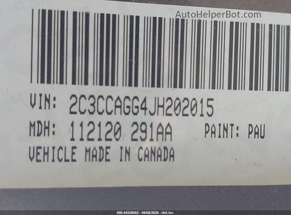 2C3CCAGG4JH202015 2018 CHRYSLER 300 Gray Շարժիչի բաժամունքի տեսք