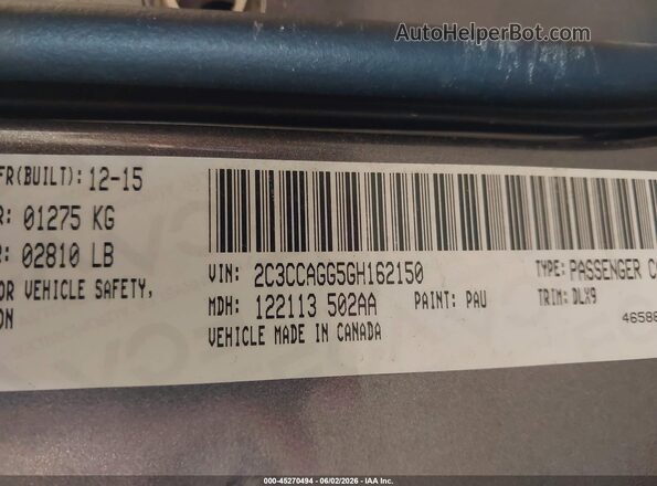 2C3CCAGG5GH162150 2016 CHRYSLER 300 Gray Vista del compartimento del motor