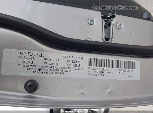 2C3CCAPT6HH511797 2017 CHRYSLER 300 Silver Շարժիչի բաժամունքի տեսք